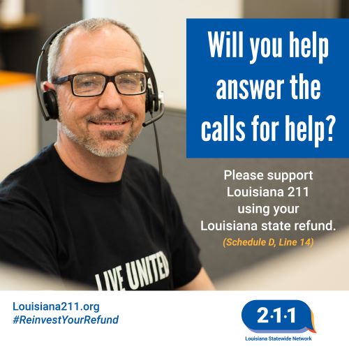 Support Louisiana 211 using your Louisiana state refund